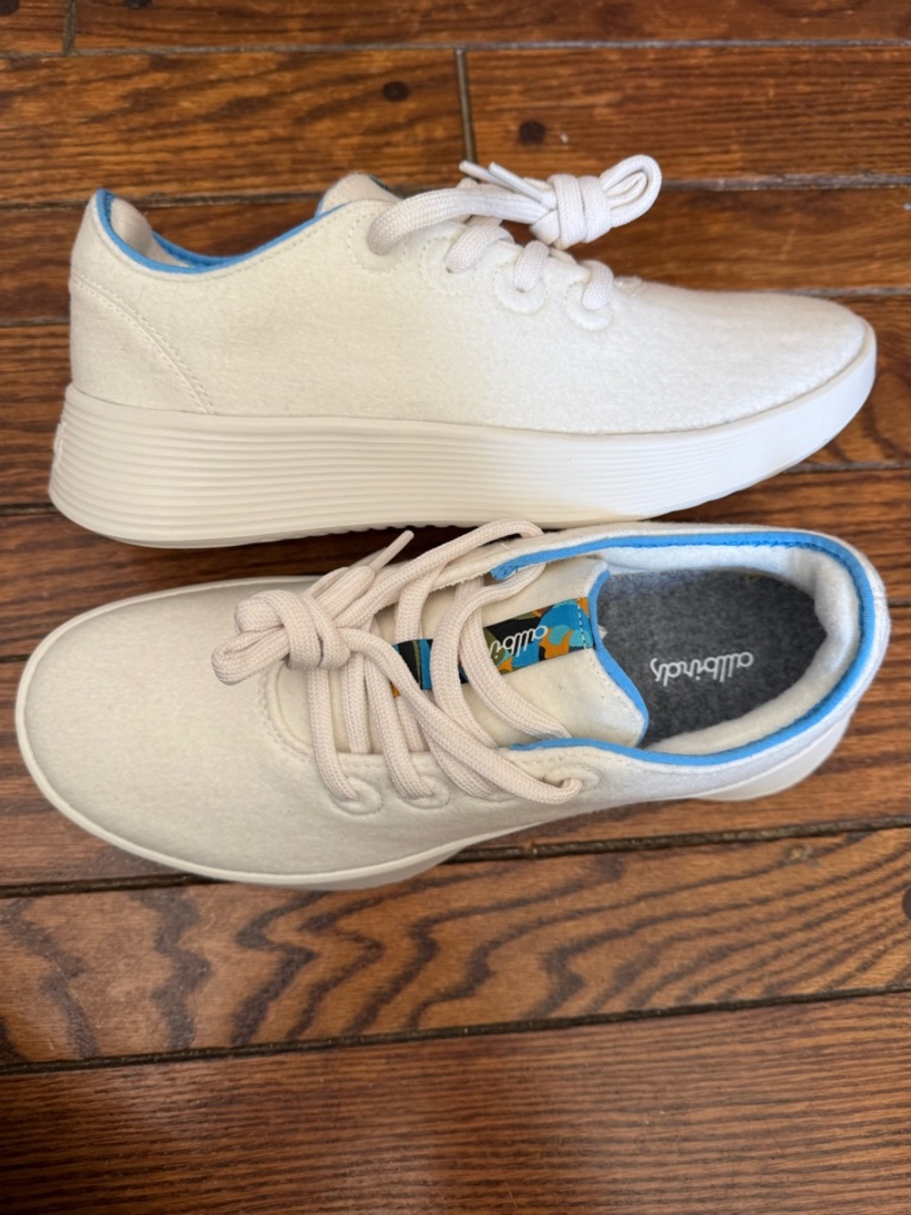 Allbirds Cream Sneakers with Blue Accent